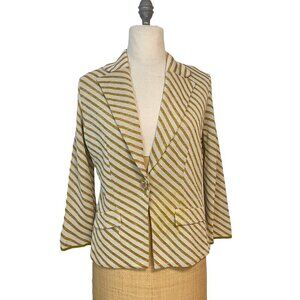 Misook Gold Metallic Stripe Blazer Jacket Petite Medium